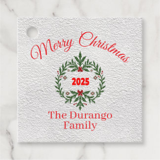 Etiquetas Para Recuerdos Corona floral festiva de Navidad personalizada cua