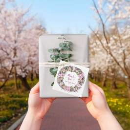 Etiquetas Para Recuerdos Corona floral rosa de primavera Gracias