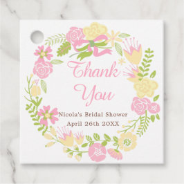 Etiquetas Para Recuerdos Corona floral rosa y amarilla para baby shower nup