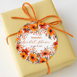 Etiquetas Para Recuerdos Corona Rústica Boho de Flores Naranjas de Otoño pa