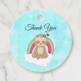 Etiquetas Para Recuerdos Corte Brown Sloth, meditando en una nube Gracias