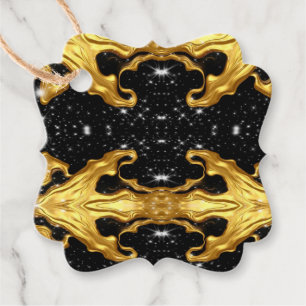 Etiquetas Para Recuerdos Cosmos Dorado: Oro Líquido y Alto Contraste Negro