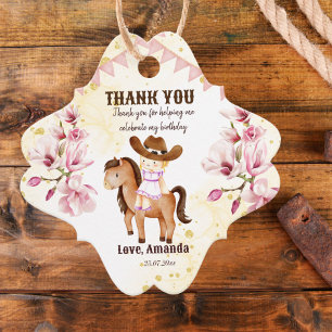 Etiquetas Para Recuerdos Cowgirl silla de cumpleaños gracias