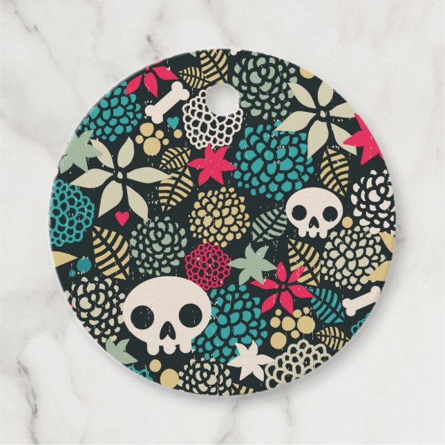 Etiquetas Para Recuerdos Cráneo de flores (Anverso)