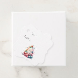 Etiquetas Para Recuerdos Crea Tu Propio Árbol de Navidad con Gato Blanco Ad