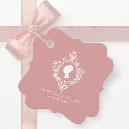 Etiquetas Para Recuerdos Crest de Baby Shower Nupcial de Rosa Polvoriento A