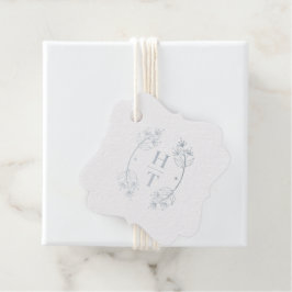 Etiquetas Para Recuerdos Crest de Monograma Moderno Azul Polvoriento Bienve