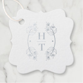 Etiquetas Para Recuerdos Crest de Monograma Moderno Azul Polvoriento Bienve