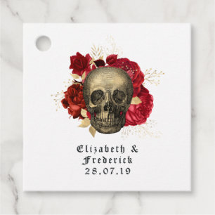 Etiquetas Para Recuerdos Crimson Red y Gold Gothic Boda