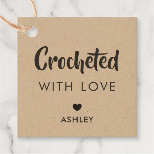Etiquetas Para Recuerdos Crochet with Love, Handmade Gift Tag, Kraft