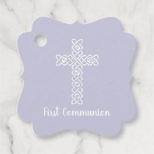 Etiquetas Para Recuerdos Cruce Lavanda Pálida Comunión Bautismo Christening