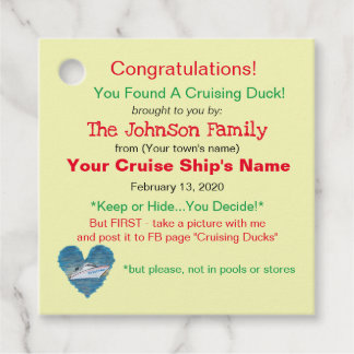 Etiquetas Para Recuerdos Cruising Duck Tag