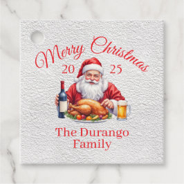 Etiquetas Para Recuerdos Cuadrado de Navidad de Papá Noel alegre personaliz