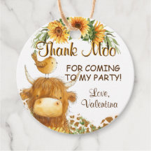 Cuadros Highland Cow Print Bird Sunflowers Gracias