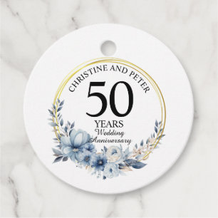 Etiquetas Para Recuerdos Cualquier Boda (50) Elegante Aniversario Floral Az