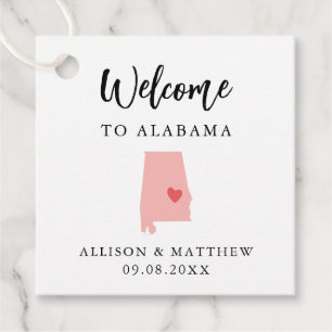 Etiquetas Para Recuerdos Cualquier color Alabama Boda Bolsa de bienvenida