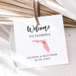 Etiquetas Para Recuerdos Cualquier color de la bolsa de bienvenida del Boda<br><div class="desc">Etiquetas de regalo de bienvenida de fin de semana para los huéspedes a su boda, con imagen de Florida. Puede editar los colores de cualquier parte de este diseño, así como mover el corazón a la ubicación de su boda. Para cambiar los colores, haga clic en personalizar y, a continuación,...</div>