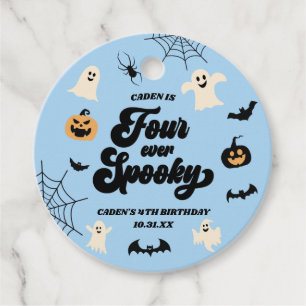Etiquetas Para Recuerdos Cuatro Fiestas de cumpleaños de Halloween azul esp