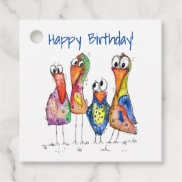 Etiquetas Para Recuerdos Cuatro pájaros alegres y coloridos