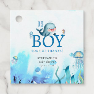 Etiquetas Para Recuerdos Cuesta Ballena Bajo El Mar Watercolor Boy Baby Sho