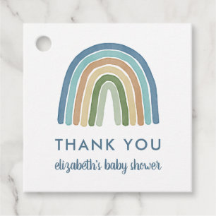 Etiquetas Para Recuerdos Cuho Boho Rainbow Baby Shower Gracias Azul