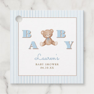 Etiquetas Para Recuerdos Cuidad Teddy Bear Blue Baby Shower