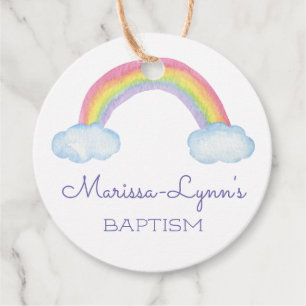 Etiquetas Para Recuerdos Cuidada acuarela Baptismo arcoiris Cristiano Crist