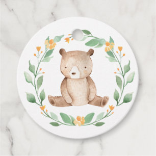 Etiquetas Para Recuerdos Cuidada acuarela Bear Woodland Gracias