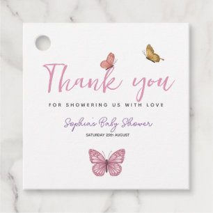 Etiquetas Para Recuerdos Cuidada Gracias Chicas Mariposa Baby Shower