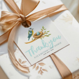 Etiquetas Para Recuerdos Cuidado azul Oh Boy Bird Nest Baby Shower