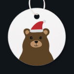Etiquetas Para Recuerdos Cuidado Santa Bear Merry Christmas Tag, Holiday<br><div class="desc">El oso dulce está usando su sombrero de Papá Noel y listo para celebrar las festividades. Utilícelo para todos sus Navidades envolver regalos.</div>