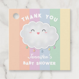 Etiquetas Para Recuerdos Cuidadosa nube de lluvias Arcoiris Baby Shower Gra