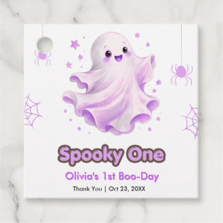 Etiquetas Para Recuerdos Cumpleaños 1 de Halloween Ghost Morado Divertido S