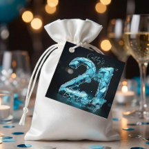 Cumpleaños 21 Elegante Glamorado Cristal Azul Turq