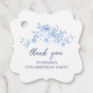 Etiquetas Para Recuerdos Cumpleaños 25 Fiesta Dusty Blue Rose Floral Person