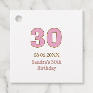Etiquetas Para Recuerdos cumpleaños 30 negrita rosa nombre fecha simple mi
