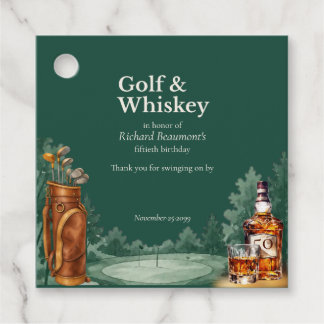 Etiquetas Para Recuerdos Cumpleaños 50 de hombre con estilo de golf y whisk