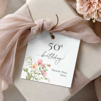 Etiquetas Para Recuerdos Cumpleaños 50 Feminino Agradecimiento Flor Silvest