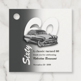 Etiquetas Para Recuerdos Cumpleaños 60 de Auto Gris Clásico