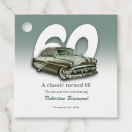 Etiquetas Para Recuerdos Cumpleaños 60 de Travel Classic Green Car