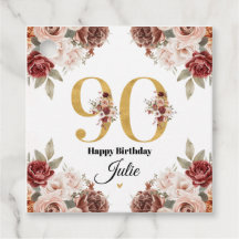 Cumpleaños 90 dorado y burgundy personalizado con