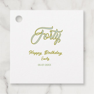 Etiquetas Para Recuerdos cumpleaños cuarenta nombre fecha azul verde pastel