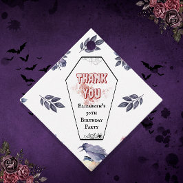 Etiquetas Para Recuerdos Cumpleaños de calavera de ataúd de acuarela gótica