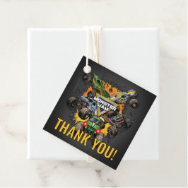 Etiquetas Para Recuerdos Cumpleaños de camiones Monster Jam Gracias