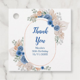 Etiquetas Para Recuerdos Cumpleaños de hierba de Pampas azul boho