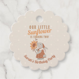 Etiquetas Para Recuerdos Cumpleaños de la Primavera de los Bunny Sunflower