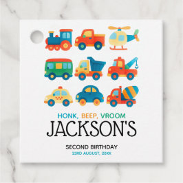 Etiquetas Para Recuerdos Cumpleaños de los autos y camiones de transporte