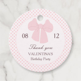 Etiquetas Para Recuerdos Cumpleaños de los chicas Pink bow polka dot