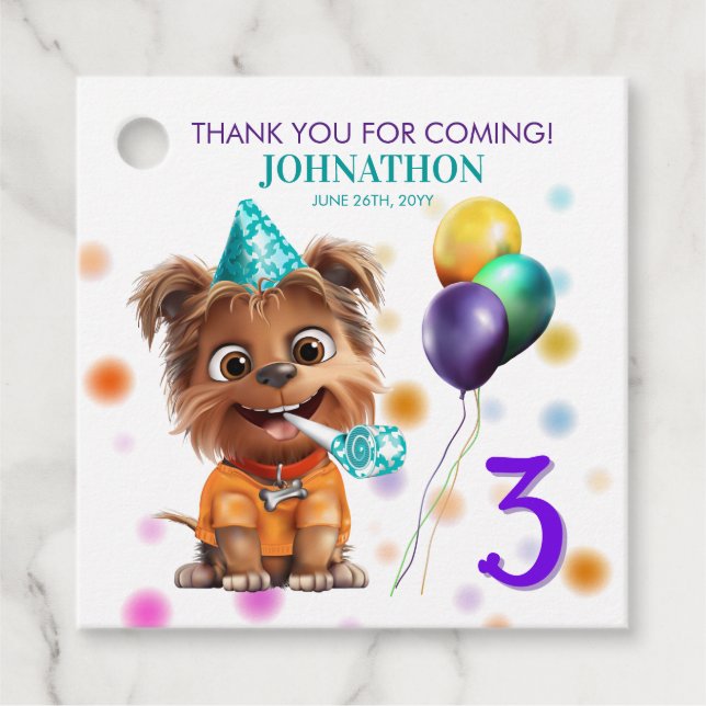 Etiquetas Para Recuerdos Cumpleaños de Perro (Anverso)