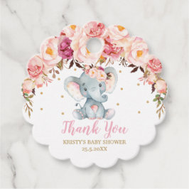 Etiquetas Para Recuerdos Cumpleaños de Shower de Bebé Elefante Rosa Sonroja